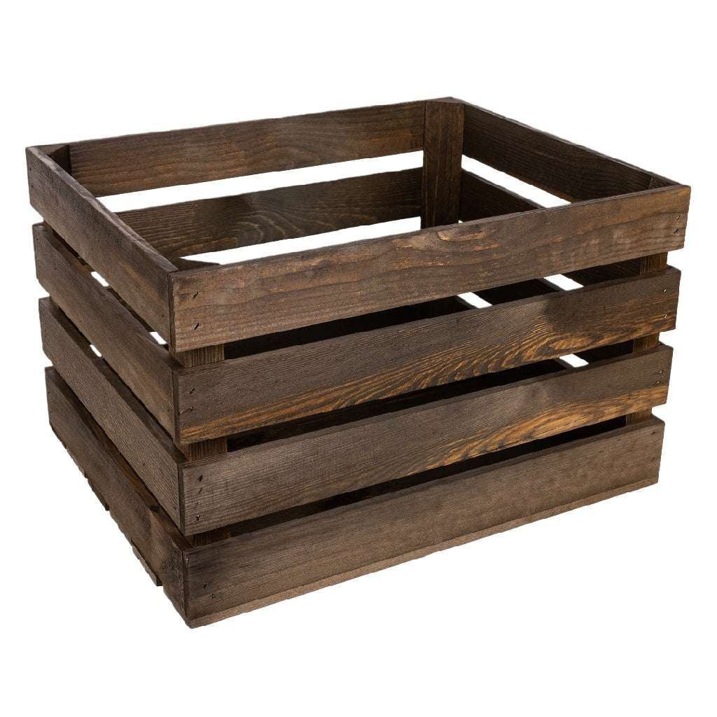 Rustiek Gevlamd Houten Opbergkrat - Vintage Bruin