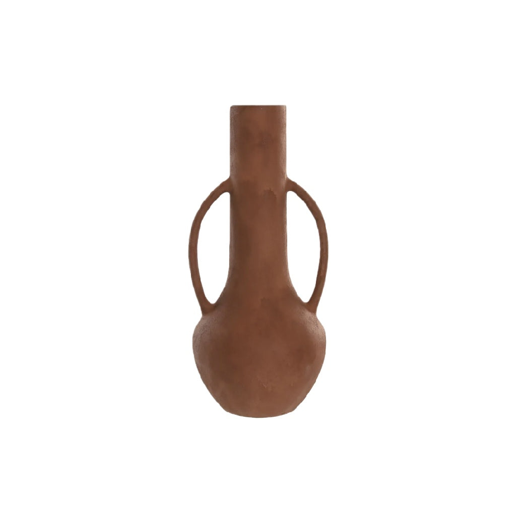 Rustieke Terracotta Keramische Vaas met Dubbele Handvaten - Klassiek Amphora Design - Handgemaakte Textuur Decoratieve Vaas