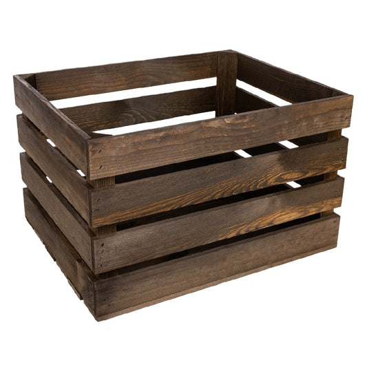 Rustiek Gevlamd Houten Opbergkrat - Vintage Bruin
